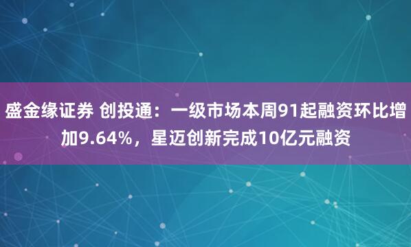 盛金缘证券 创投通：一级市场本周91起融资环比增加9.64%，星迈创新完成10亿元融资